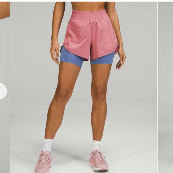 NWT Lululemon Track That 2-in-1 High-Rise Short 6" / Brier Rose / Water Drop - Picture 1 of 6